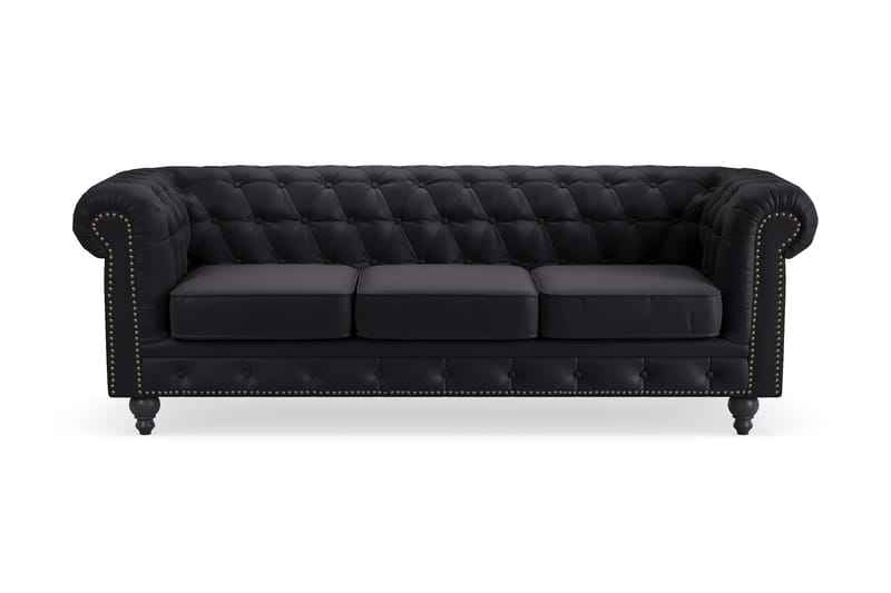 CHESTERFIELD LUX 3-sits Soffa Svart PU - Möbler - Vardagsrum - Soffor - 3-sits soffor