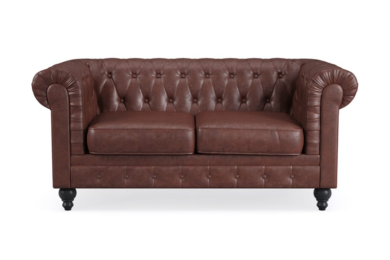 CHESTERFIELD Lyx 2-sits Soffa Mörkbrun PU - Möbler - Vardagsrum - Soffor - 2-sits soffor