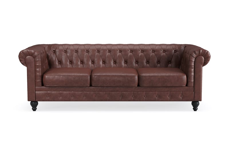 CHESTERFIELD Lyx 3-sits Soffa Mörkbrun PU - Möbler - Vardagsrum - Soffor - 3-sits soffor