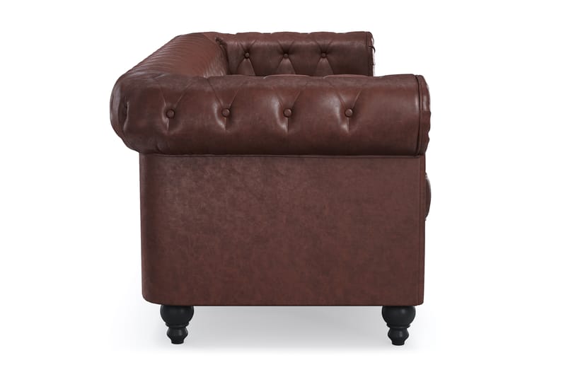 CHESTERFIELD Lyx 3-sits Soffa Mörkbrun PU - Möbler - Vardagsrum - Soffor - 3-sits soffor