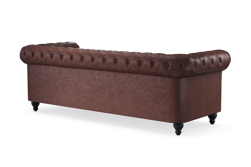 CHESTERFIELD Lyx 3-sits Soffa Mörkbrun PU - Möbler - Vardagsrum - Soffor - 3-sits soffor