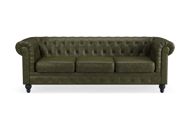 CHESTERFIELD Lyx 3-sits Soffa Mörkgrön PU - Möbler - Vardagsrum - Soffor - 3-sits soffor