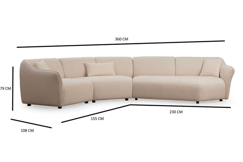 Damor Svängd Soffa 4-sits Beige - Möbler - Vardagsrum - Soffor - 4-sits soffor