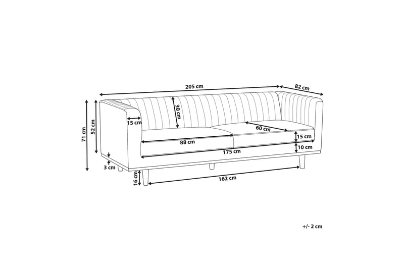 Daymian Soffa 3-sits - Grå/Mörkt trä - Möbler - Vardagsrum - Soffor - 3-sits soffor