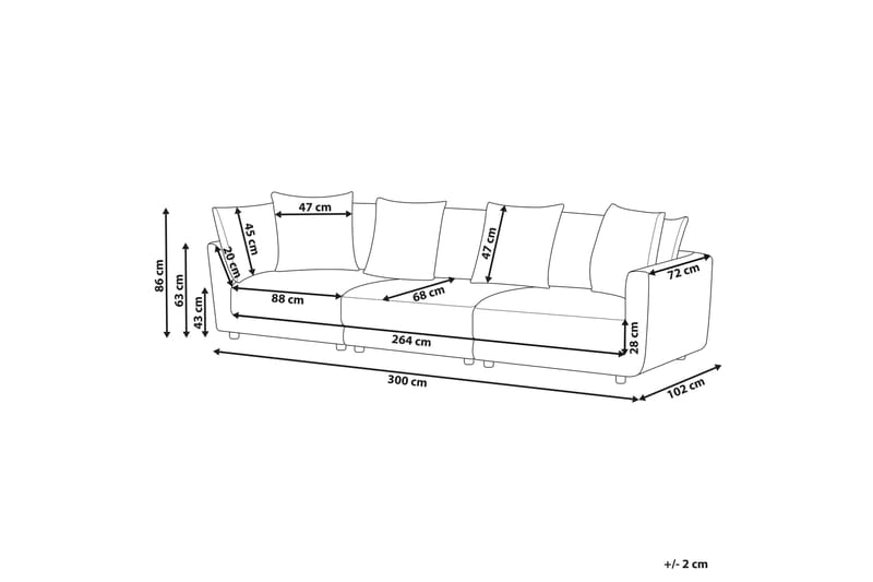 Delisha Soffa 3-sits - Beige/Svart - Möbler - Vardagsrum - Soffor - 3-sits soffor