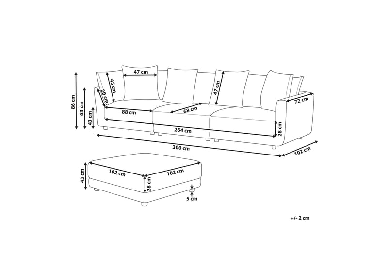 Delisha Soffa 3-sits - Grå/Svart - Möbler - Vardagsrum - Soffor - 3-sits soffor