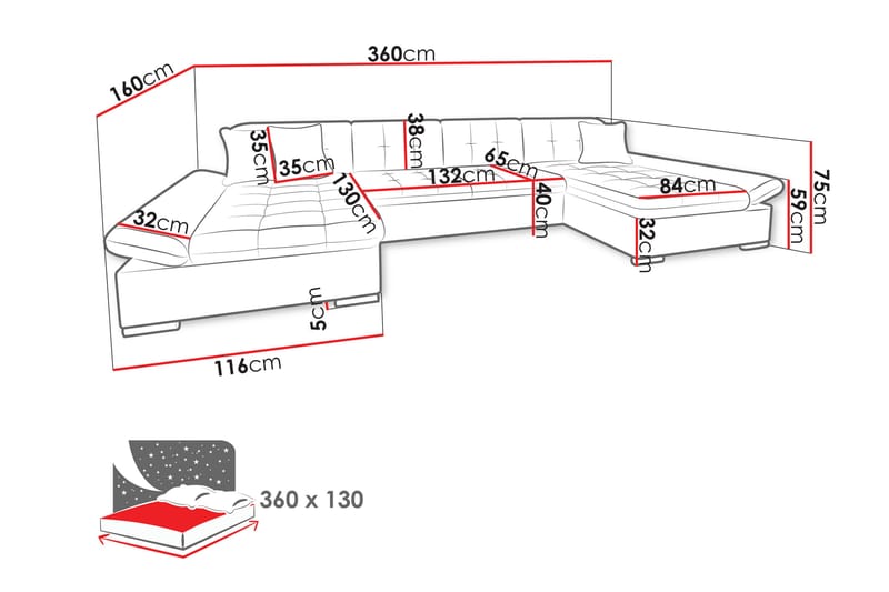 Dewitt Soffa Dubbeldivan 4-sits - Blå - Möbler - Vardagsrum - Soffor - U-soffor