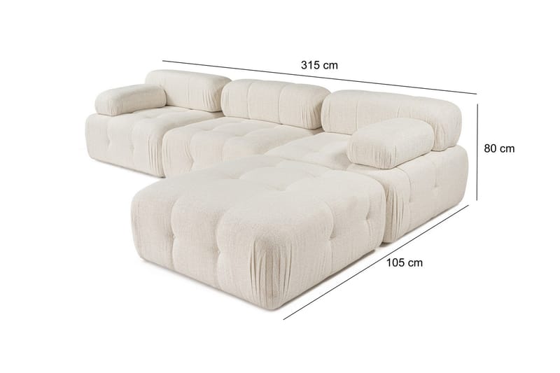 BELGIN Bubblig Divansoffa 3-sits 315 cm Ljusbeige - Möbler - Vardagsrum - Soffor - Divansoffa & schäslong