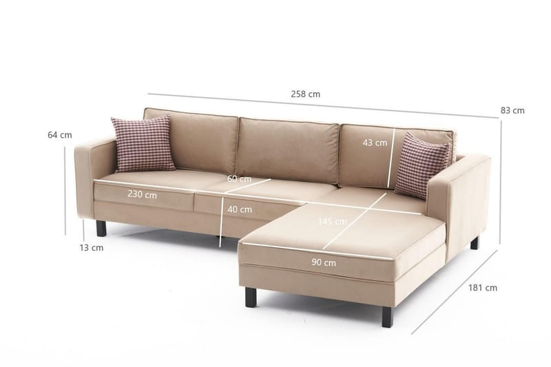 BELLSON Soffa m. Divan 4-sits Beige - Möbler - Vardagsrum - Soffor - Divansoffa & schäslong