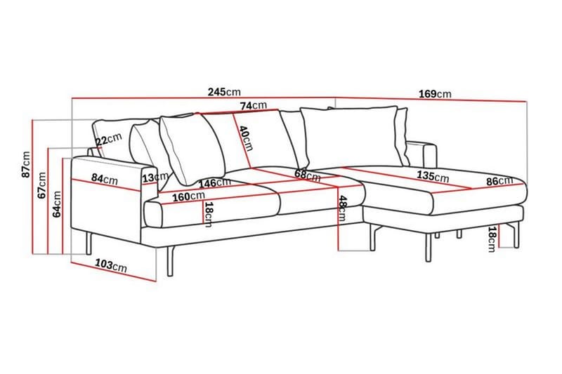 CONCAN 4-sits Divansoffa Lila - Möbler - Vardagsrum - Soffor - Divansoffa & schäslong