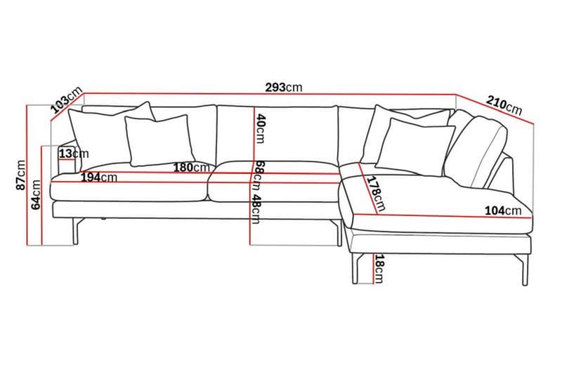 CONCAN 4-sits Soffa med Schäslong Höger Beige/Svart - Möbler - Vardagsrum - Soffor - Divansoffa & schäslong