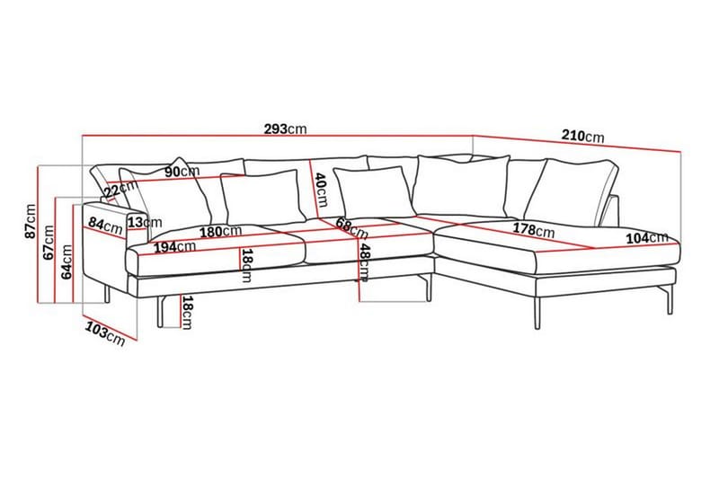 CONCAN 4-sits Soffa med Schäslong Höger Beige/Svart - Möbler - Vardagsrum - Soffor - Divansoffa & schäslong