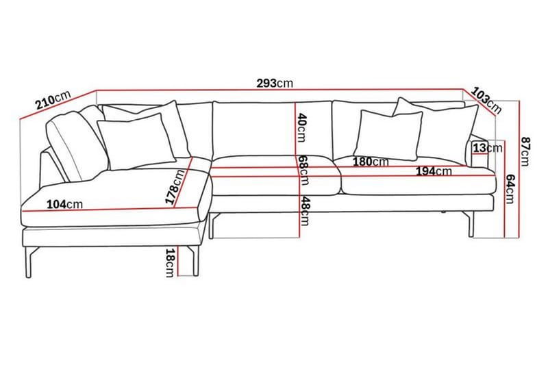 CONCAN 4-sits Soffa med Schäslong Vänster Grå/Svart - Möbler - Vardagsrum - Soffor - Divansoffa & schäslong