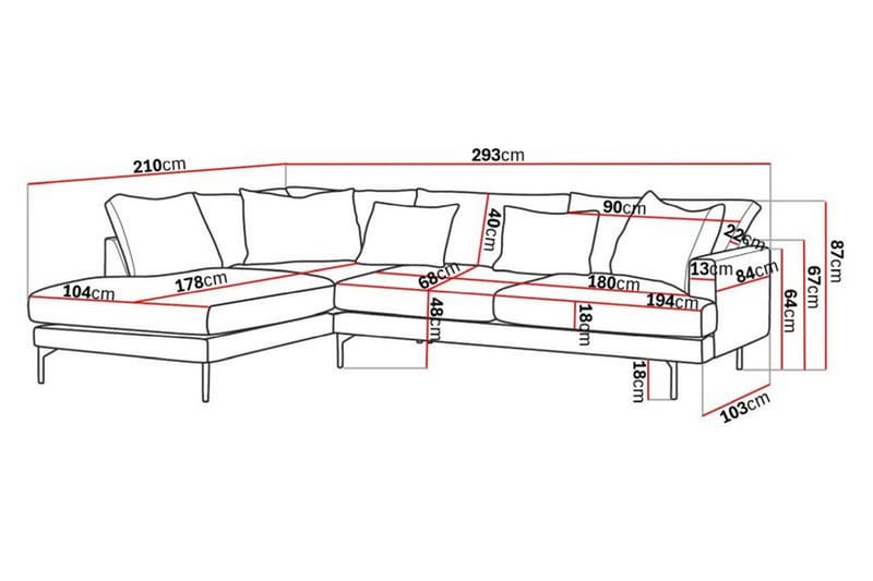 CONCAN 4-sits Soffa med Schäslong Vänster Grå/Svart - Möbler - Vardagsrum - Soffor - Divansoffa & schäslong