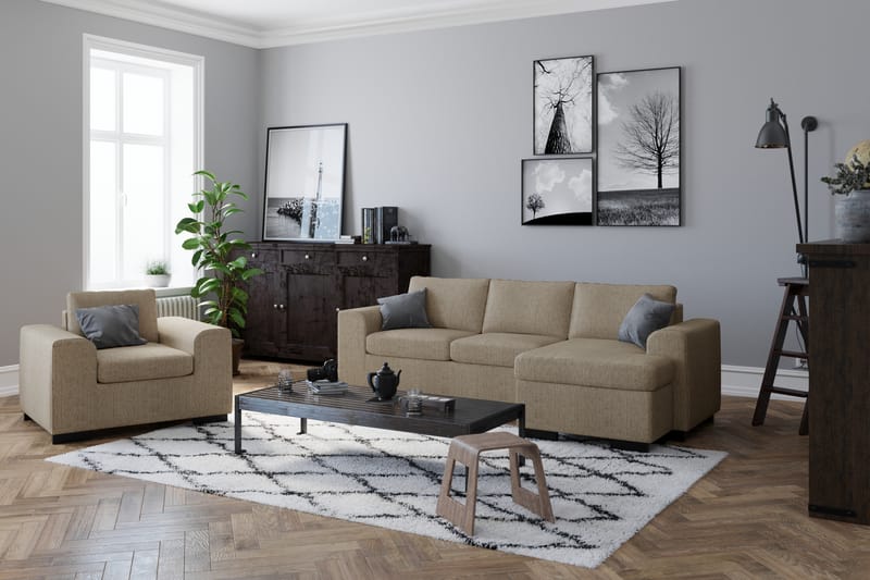 CONNECT Divansoffa 3-sits Vändbar Beige - Möbler - Vardagsrum - Soffor - Divansoffa & schäslong