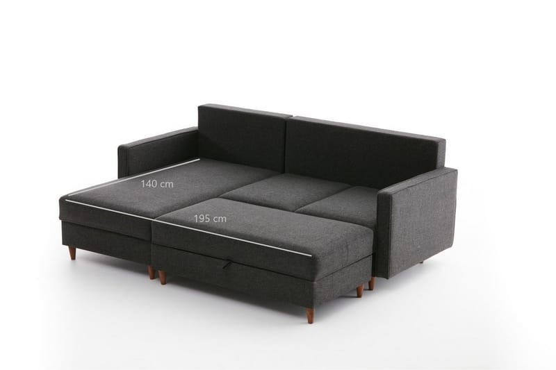 ENSGAS Soffa m. Divan 4-sits Antracit - Möbler - Vardagsrum - Soffor - Divansoffa & schäslong