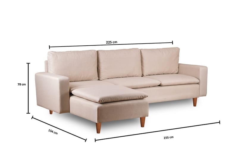 Lungo  Soffa m. Divan 4-sits Beige - Möbler - Vardagsrum - Soffor - Divansoffa & schäslong