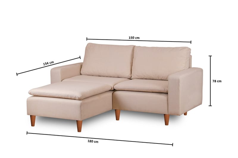 Lungo  Soffa m. Divan 4-sits Beige - Möbler - Vardagsrum - Soffor - Divansoffa & schäslong