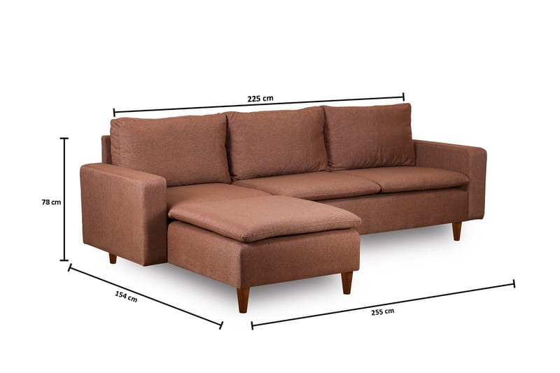 Lungo  Soffa m. Divan 4-sits Ljusbrun - Möbler - Vardagsrum - Soffor - Divansoffa & schäslong