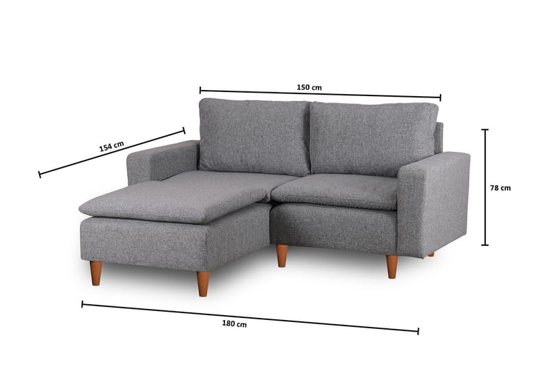 Lungo  Soffa m. Divan 4-sits Ljusgrå - Möbler - Vardagsrum - Soffor - Divansoffa & schäslong