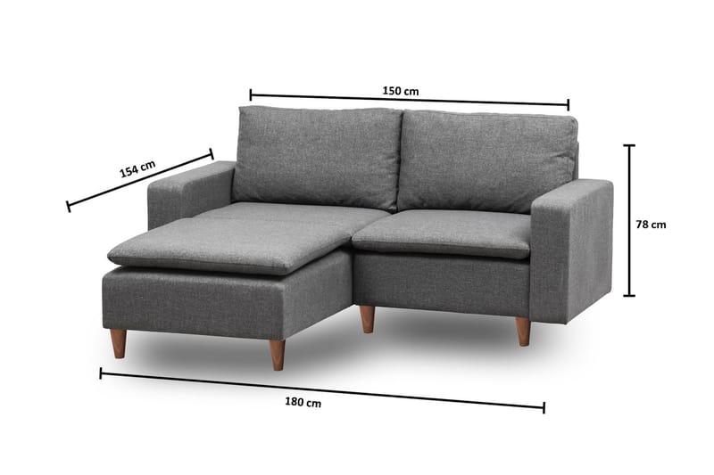 Lungo  Soffa m. Divan 4-sits Mörkgrå - Möbler - Vardagsrum - Soffor - Divansoffa & schäslong