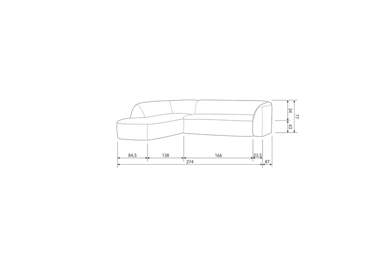 Mooli Soffa med Schäslong 3-sits Grå - Möbler - Vardagsrum - Soffor - Divansoffa & schäslong