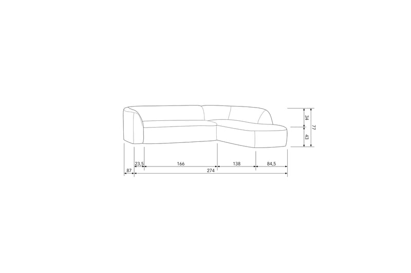 Mooli Soffa med Schäslong 3-sits Grå - Möbler - Vardagsrum - Soffor - Divansoffa & schäslong