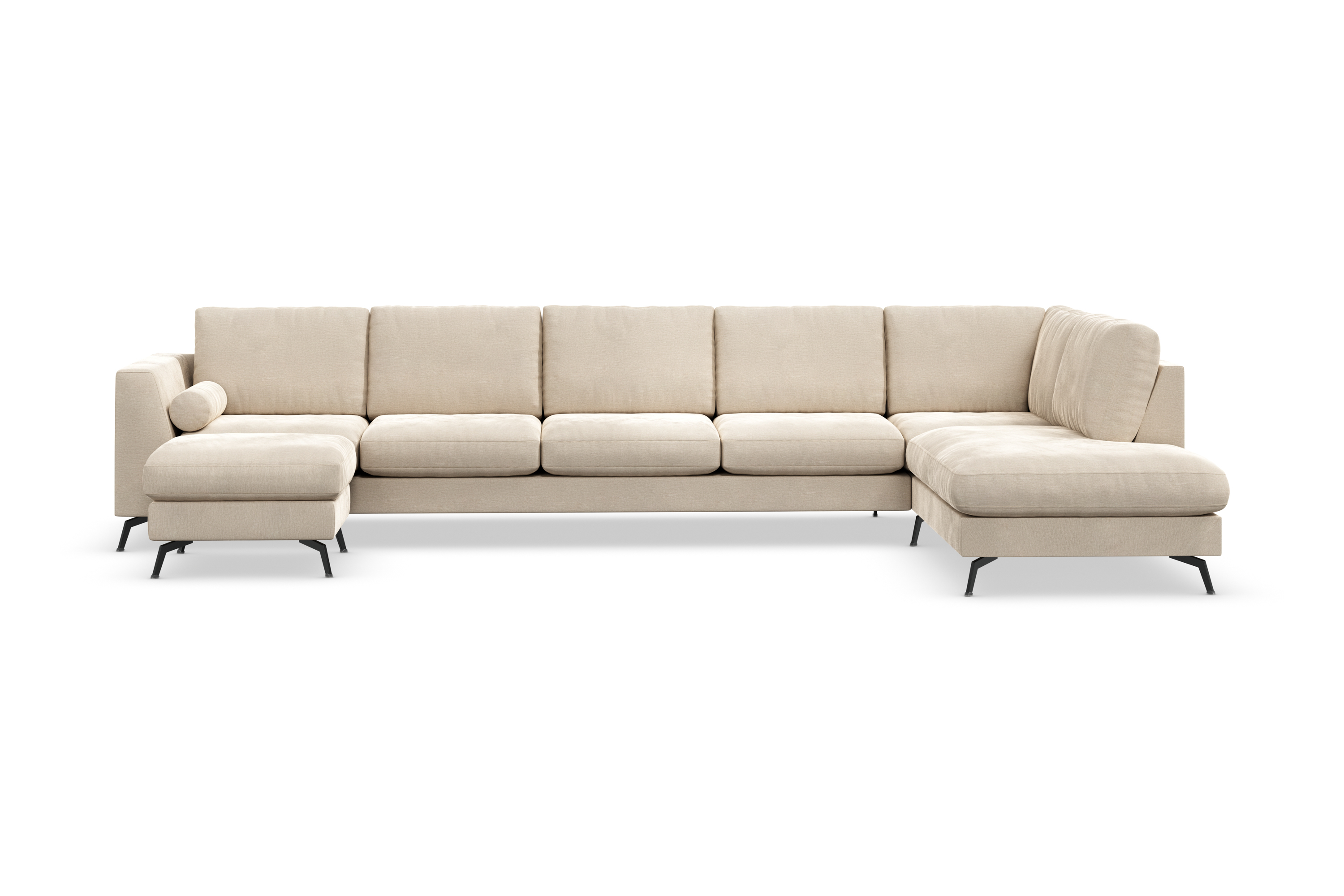 NASHVILLE LYX U-soffa med Schäslong Höger Sammet Beige –