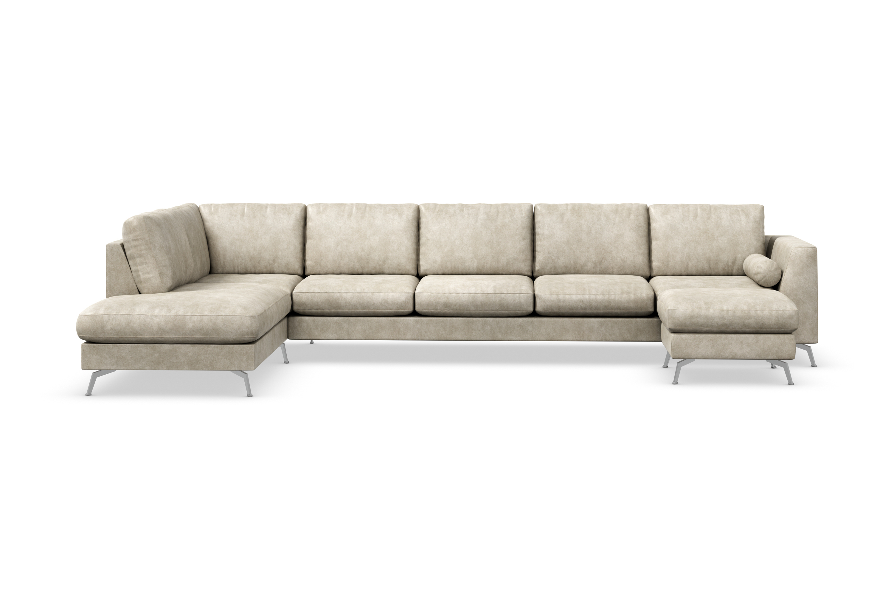 NASHVILLE LYX U-soffa med Schäslong Vänster Konstläder Beige –