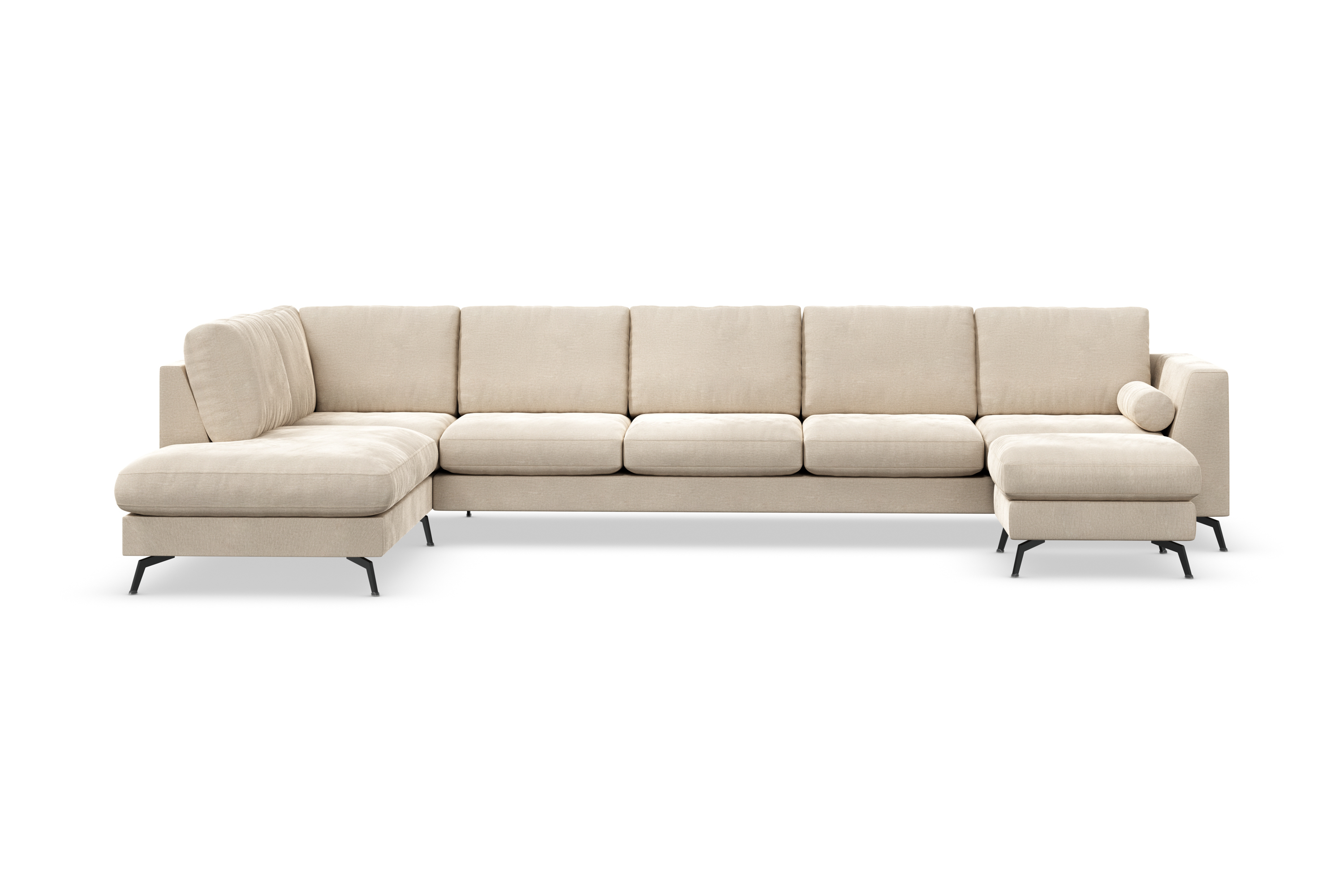 NASHVILLE LYX U-soffa med Schäslong Vänster Sammet Beige –