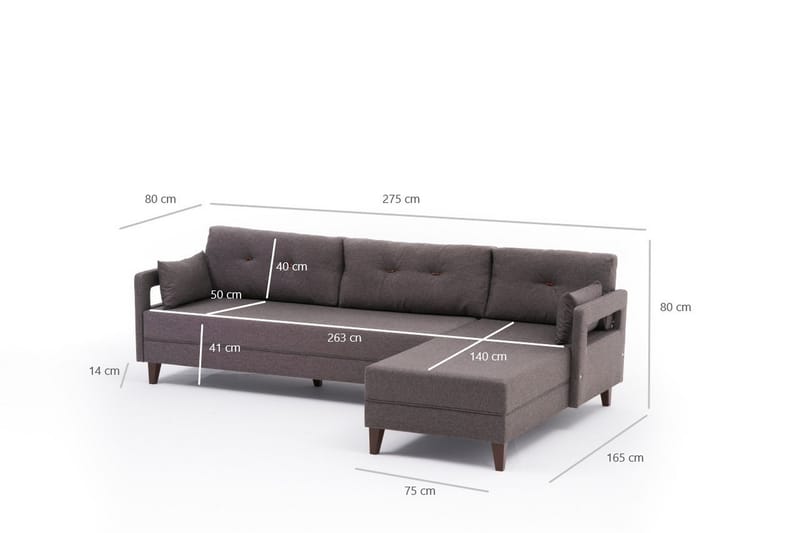 REPUBLICA Soffa m. Divan 4-sits Brun - Möbler - Vardagsrum - Soffor - Divansoffa & schäslong