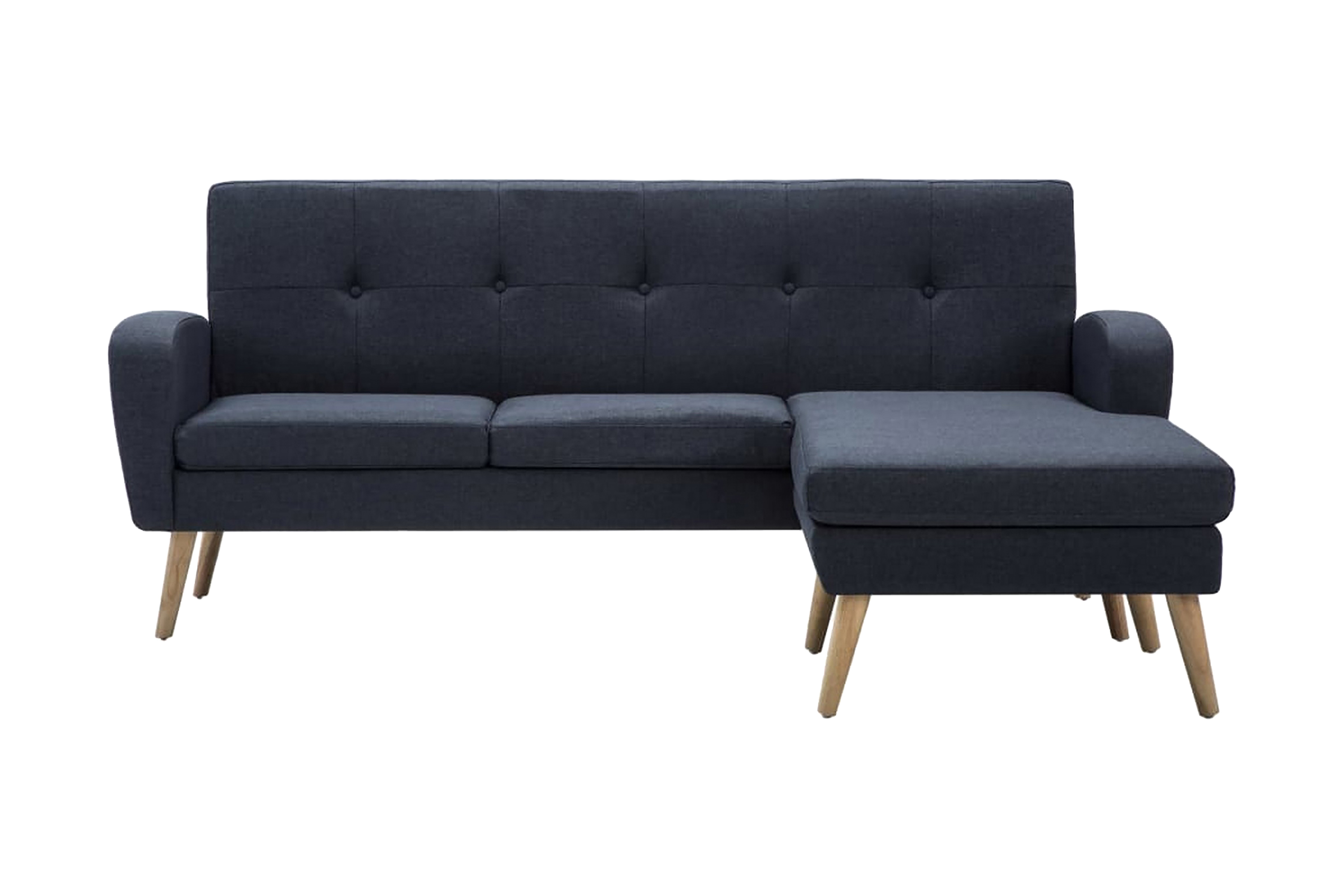 Soffa L-formad tyg 186x136x79 cm mörkgrå – Grå