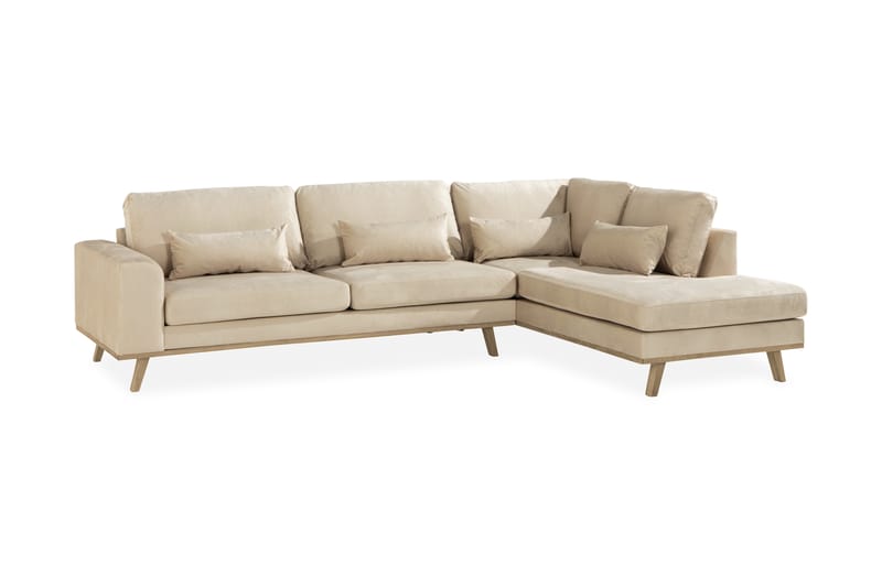 TULSA 2,5-sits L-Soffa Sammet Beige - Möbler - Vardagsrum - Soffor - Divansoffa & schäslong