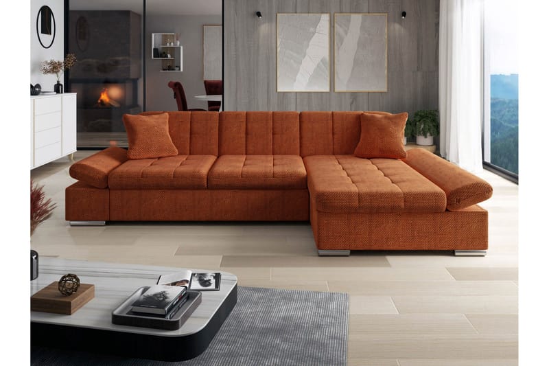 Djerra Soffa med Divan 3-sits - Orange - Möbler - Vardagsrum - Soffor - Divansoffa & schäslong