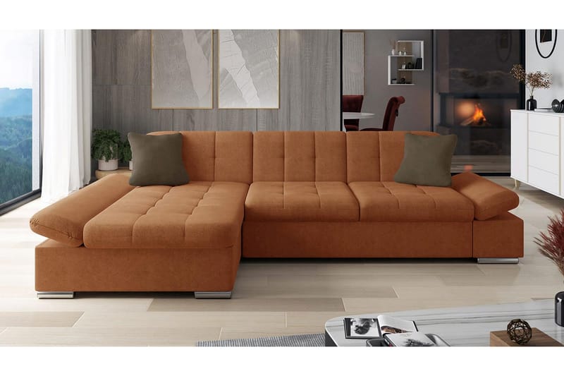 Djerra Soffa med Divan 3-sits - Orange/Brun - Möbler - Vardagsrum - Soffor - Divansoffa & schäslong