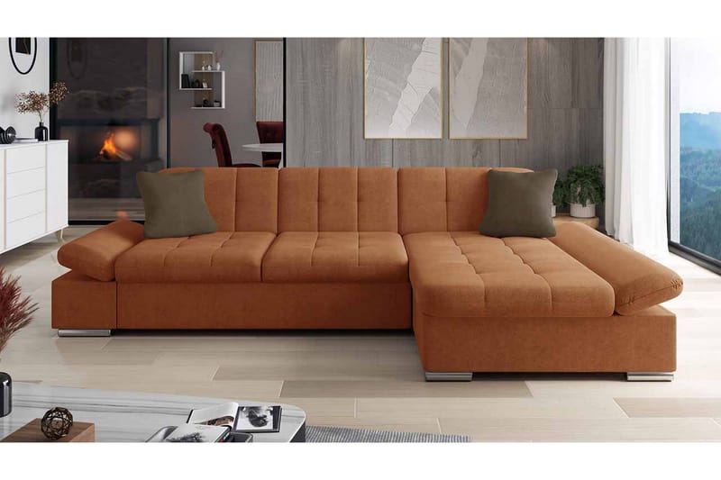 Djerra Soffa med Divan 3-sits - Orange/Brun - Möbler - Vardagsrum - Soffor - Divansoffa & schäslong