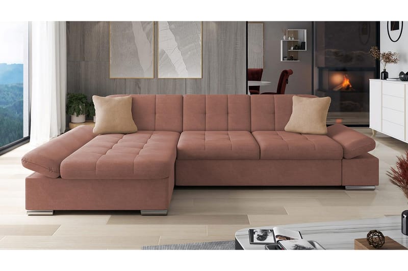 Djerra Soffa med Divan 3-sits - Rosa/Beige - Möbler - Vardagsrum - Soffor - Divansoffa & schäslong