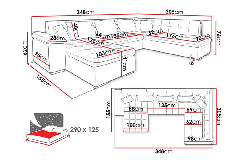 Dynir Soffa med Divan och Schäslong 4-sits - Beige - Möbler - Vardagsrum - Soffor - U-soffor