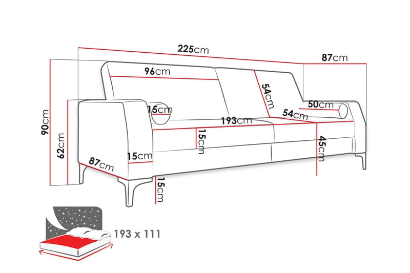 Elinora Soffa 3-sits - Grå - Möbler - Vardagsrum - Soffor - 3-sits soffor