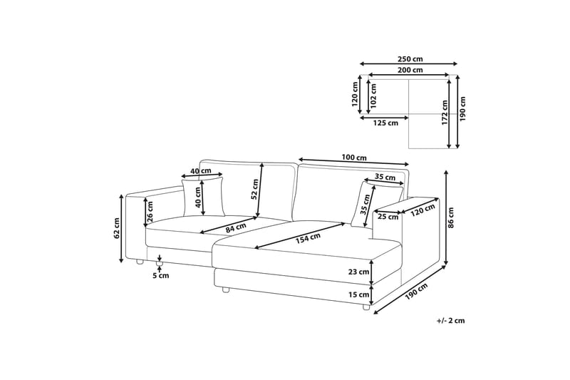 Ersi Soffa med Divan 3-sits - Grå/Svart - Möbler - Vardagsrum - Soffor - Divansoffa & schäslong