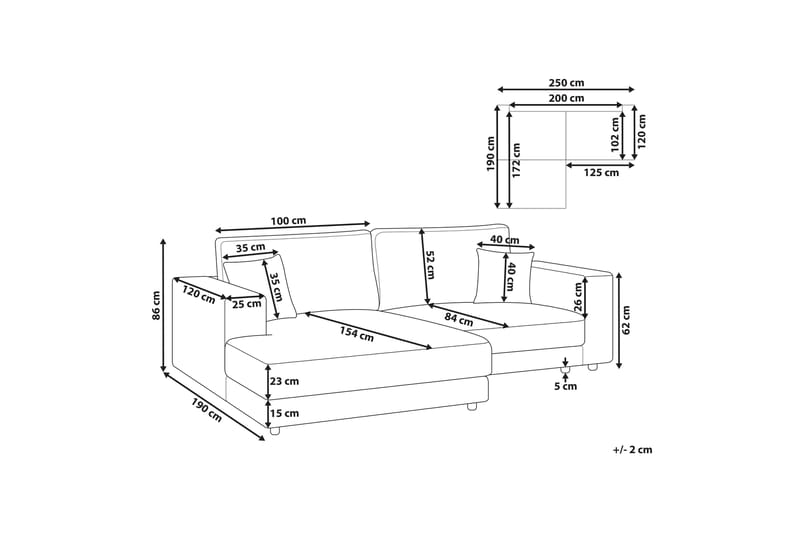 Ersi Soffa med Divan 3-sits - Vit/Svart - Möbler - Vardagsrum - Soffor - Divansoffa & schäslong