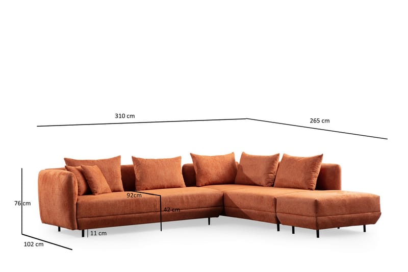 Floransa 4-sits Soffa med Divan Orange - Möbler - Vardagsrum - Soffor - Divansoffa & schäslong