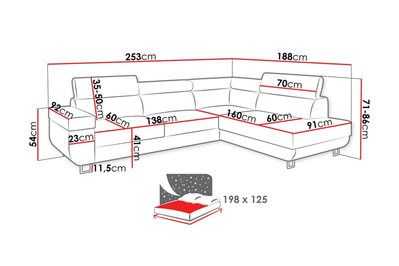 Fonti Soffa med Schäslong 3-sits - Brun - Möbler - Vardagsrum - Soffor - Divansoffa & schäslong