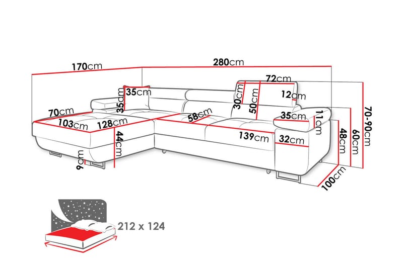 Gabina Soffa med Divan 3-sits - Blå - Möbler - Vardagsrum - Soffor - Divansoffa & schäslong