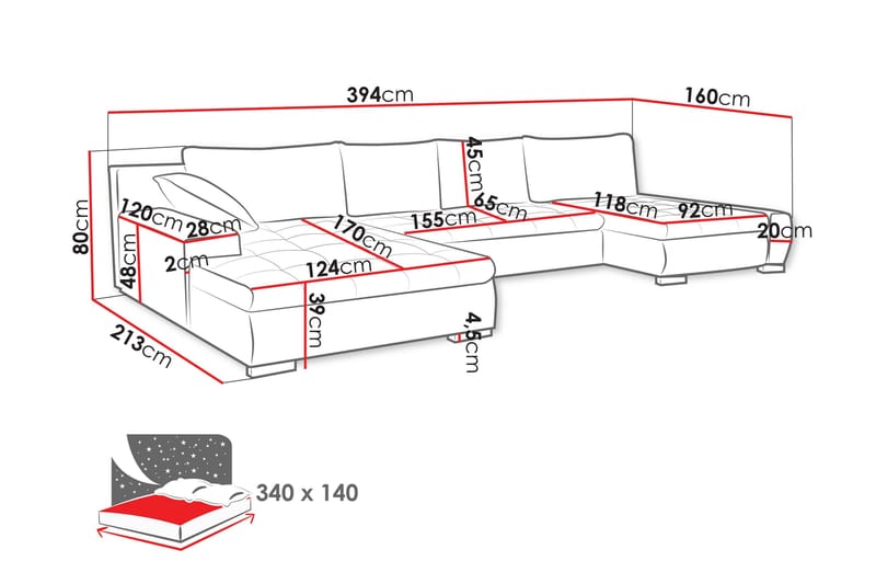 Gamal Soffa Dubbeldivan 4-sits - Brun - Möbler - Vardagsrum - Soffor - U-soffor