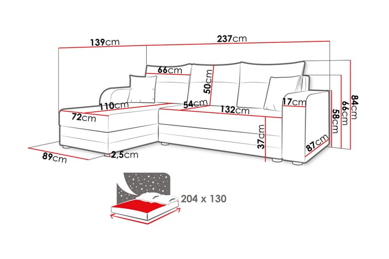 Hewlet Soffa med Divan 3-sits - Blå - Möbler - Vardagsrum - Soffor - Divansoffa & schäslong