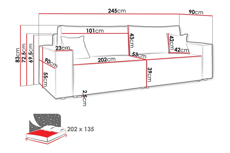 Hobson Soffa 3-sits - Blå - Möbler - Vardagsrum - Soffor - 3-sits soffor