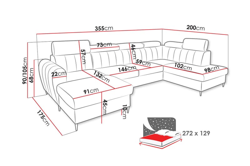 Hoffman Soffa med Divan och Schäslong 4-sits - Beige - Möbler - Vardagsrum - Soffor - U-soffor