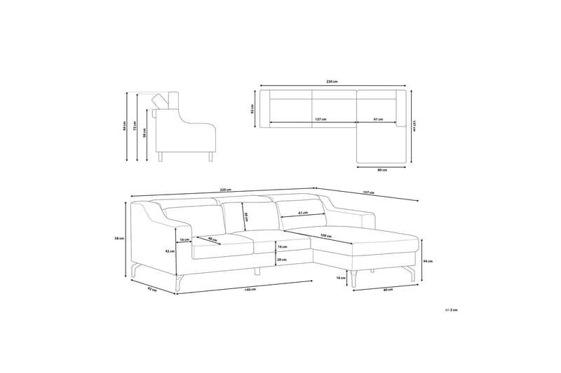 GLOSLI Hörnsoffa 220 cm - Möbler - Vardagsrum - Soffor - Hörnsoffor