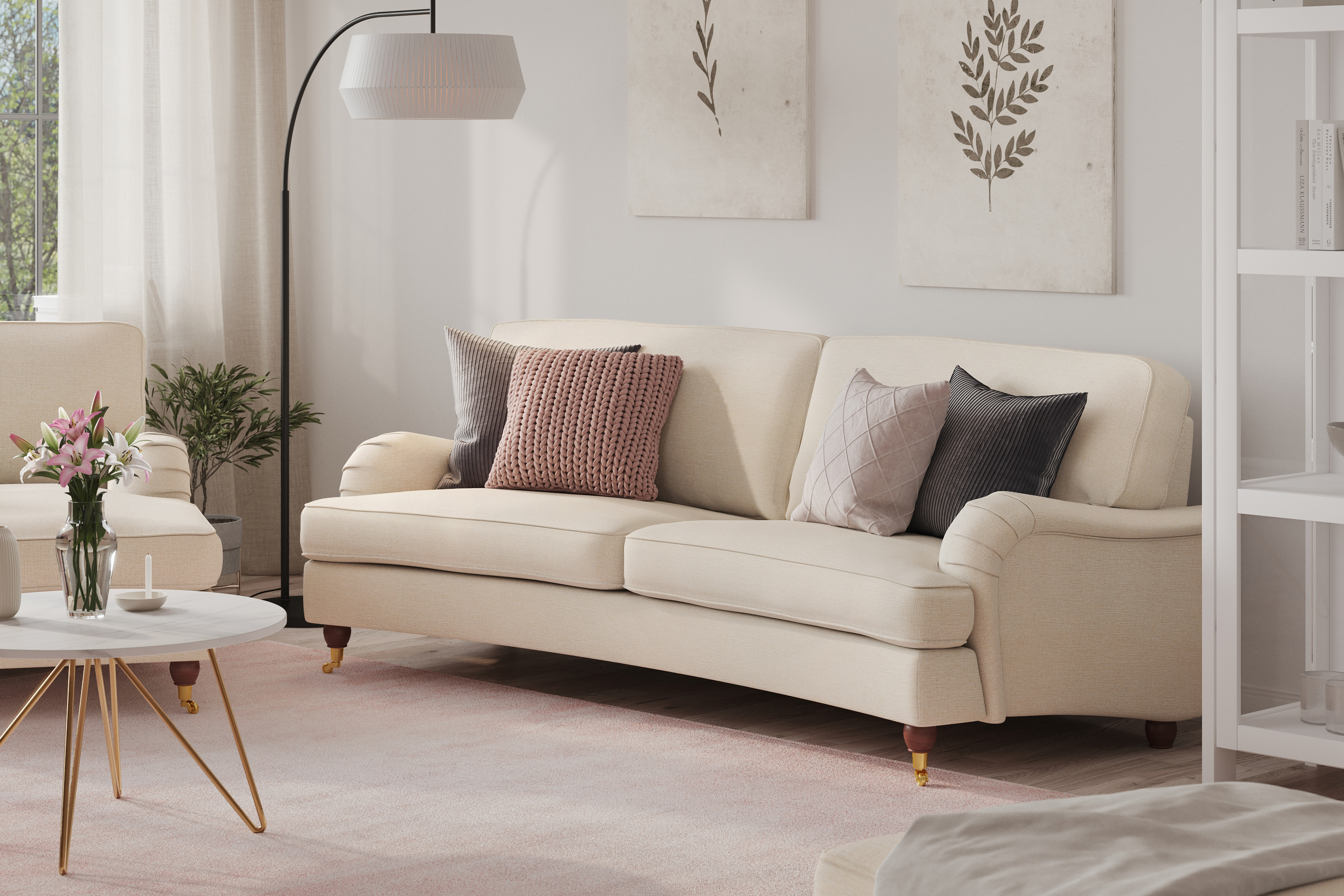 Bloomington LYNN 3-sits Soffa Svängd Beige –